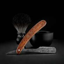 Straight Razors For Men, Folding Vintage Barber Razor, Portable And Space-Saving Barber Steel Razor Wooden Handle Manual Shaving Razor For Men Safe For Beard Sideburns And Short Hair - Brown