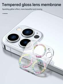 1 件闪钻苹果 15ProMax 镜头膜一体式兼容 11 12 13 14 15 16 Pro Plus Pro Max Mini 手机相机 13Pro 保护环边框盖钢化玻璃透明水钻镜头膜 - 彩色 - 查看 2