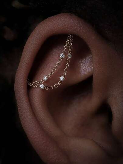 1 Pieza Pendiente de Plata de Ley 925 con Doble Cadena para Mujer, Accesorio de Pendiente Vintage, Regalo para Ella, Temporada de Boda, Fiesta y Regreso a Clases