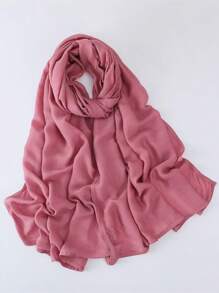 1pc Modal Viscose Solid Muslim Hijab, Fashion Breathable Plain Lightweight Headscarf, Double Needle Lockstitch Refined Edging Craftsmanship, Women Scarf For Lady, Suitable For All Seasons