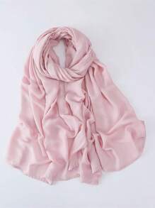 1pc Modal Viscose Solid Muslim Hijab, Fashion Breathable Plain Lightweight Headscarf, Double Needle Lockstitch Refined Edging Craftsmanship, Women Scarf For Lady, Suitable For All Seasons