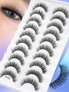 10 Cặp Lông Mi Giả 3D Ngắn Tự Nhiên Có Thể Tái Sử Dụng, Dây Trong Suốt Thủ Công, Lông Mi Sọc Xoăn Mềm Nhẹ, Thích Hợp Cho Trang Phục Hàng Ngày, Câu Lạc Bộ, Công Sở Cho Nữ Lông Mi Giả, Lông Mi Giả, Lông Mi Giả - Lông mi Criss Cross - Xem 2