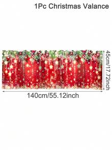1pc Merry Christmas Curtain Valance With Rod Pocket Faceless Doll Winter Snowman Christmas Tree Golden Snowflake Five-Pointed Star Pattern Polyester Window Treatment For Living Room Kitchen Bedroom Festive Winter Wonderland Theme Christmas Decorations For Home 2025 Sparkling New Year 2026 Wall Home Room Decor - Multicolor - View 17
