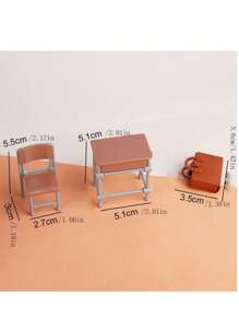 2pcs/3pcs/6pcs Mini Desk & School Bag Set, Cute And Compact, Recreating Classroom Scene With Creative Design. Detailed Realistic Miniature Desk And School Bag, Perfect Accessory For Dollhouse, DIY Crafts Or Photography Props, Endless Fun