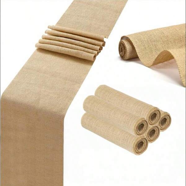 5pcs Coarse Linen Table Runners, Suitable For Dining Table, Fireplace Mantel, And Outdoor Decor - Rustic Burlap Table Cloth Decoration For Party, Wedding, Thanksgiving Dinner Table
