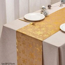 1pc White With Silver Snowflake Table Runner 11"X108", DIY Party Decor, Suitable For Home, Wedding, Birthday Party, Christmas, Banquet Table Decoration (White) - Multicolor - View 17