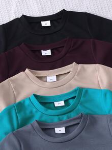 10pcs/Set Boys' Casual Colorful Knit Fabric T-Shirt Matched With Colorful Shorts Outdoor Suit, Spring/Summer - Multicolor - View 4