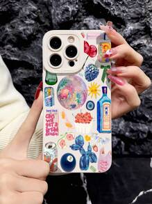 Funda de teléfono protectora de TPU a prueba de golpes con diseño de pez dorado de bombilla blanca retro, compatible con Apple 16, 15, 14, 13, 12, 11 Pro Max, resistente al agua y a los arañazos