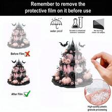 1pc Halloween Cake Desktop Decorative Ornament, 2D Flat Acrylic Desktop Art,Black Bat Halloween Room Decorations,Gift For Friends