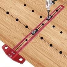 Woodworking 2 In 1 Drilling Positioning Scoring Ruler - Aluminum Alloy Scriber Marking T Square - Multifunctional Dowelling Jig With 6/8/10mm Drill Sleeves And Activity Block - Red - View 6