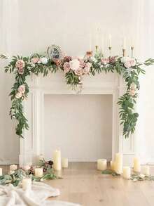 6FT Eucalyptus Garland With Flowers Greenery Floral Vine Garland For Table Decor Wedding Centerpieces - 1pc màu hồng bụi - Xem 2