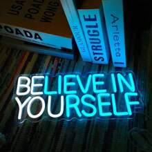 相信自己”USB 供电 LED 霓虹灯 - 可调光墙壁艺术，适用于卧室、办公室、酒吧装饰 - 完美的生日礼物