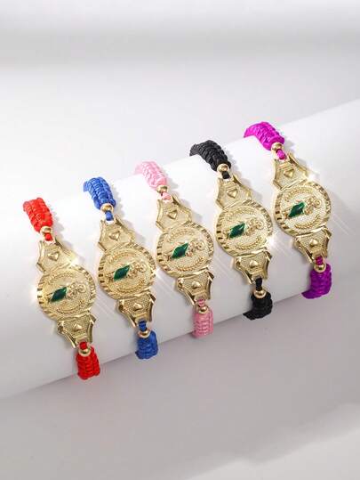 5 قطع/مجموعة أساور محبوكة عتيقة وأنيقة، مجوهرات دينية، أساور محبوكة قابلة للتعديل، هدايا محظوظة للعائلة والأصدقاء