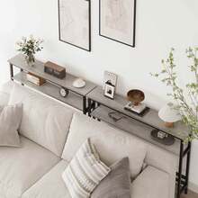 5.9"W Narrow Console Table, 2 Tier Skinny Behind Couch Table For Living Room, Slim Sofa Table With Adjustable Shelf, Industrial Hallway Table For Entryway, Foyer - 灰色 - 查看 9