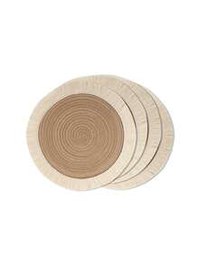 1pc/4pcs/6pcs 15 Inch Round Woven Fringe Placemats, Washable Non-Slip Heat-Resistant Table Mats, Suitable For Home, Dining Table Decor, Spring, Outdoor, Holidays, Parties, Gifts