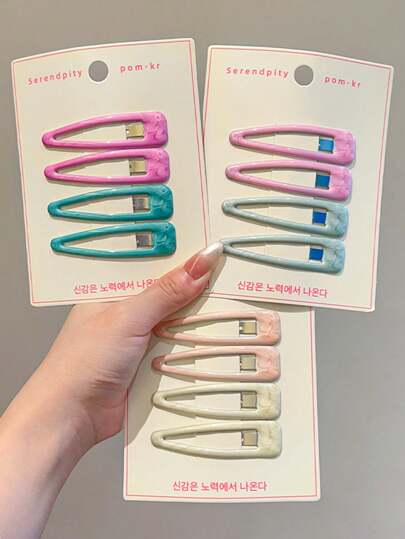 12pcs/Set Kid's Fashion Versatile Accessories, Girls Baby Hair Clips, Simple & Elegant Oil Drop Styling Clips, Suitable For Outing, Parties, Daily Use