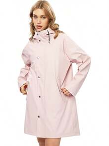 UNIQUEBELLA Rain Jackets For Women Waterproof, Raincoat Long Hooded Rain Coats Outdoor Windbreaker Trench Coat - 升級粉紅色 - 查看 1