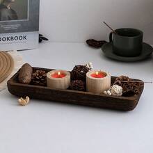 1 szt. 16" dekoracyjna miska taca centralny element stołu: drewniana miska na ciasto do wystroju pokoju domowego, rustykalne świeczniki do jadalni, blatu kuchennego, wiejskiej długiej wąskiej tacki na przyjęcie weselne, wystrój świąteczny walentynkowy