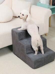 1 pieza Escaleras portátiles antideslizantes para perros pequeños, sofá, cama, adecuadas para mascotas ancianas, peldaños de espuma desmontables y lavables - Gris - Ver 10