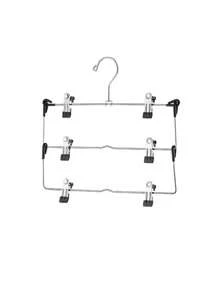 6-Tier Metal Skirt & Pants Hanger With Clips,Multi-Functional Space Saving Closet Organizer For Women/Men, Foldable Storage For Skirts, Jeans, Trousers, Scarves ,Heavy Duty Wardrobe Hanger For Home, Dorm, Travel, Perfect For Christmas, New Year Gifts