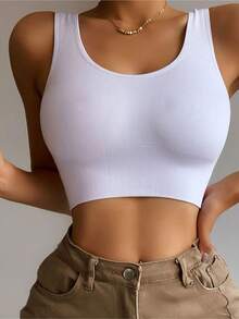 Women's Ribbed Knit Fitness Top - White - View 3