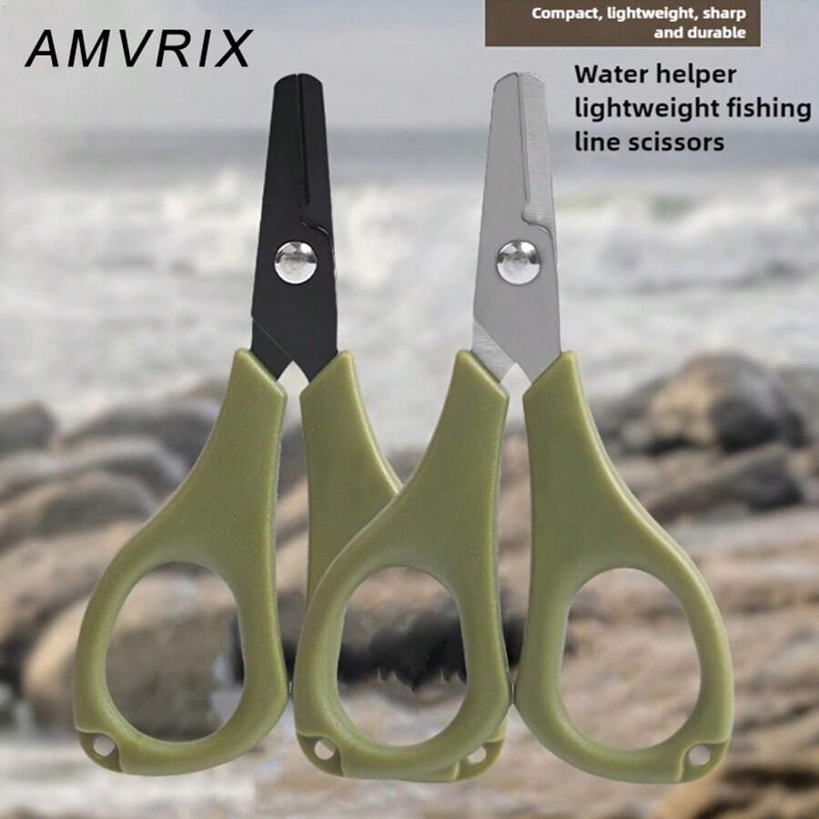 1pc Mini Stainless Steel PE Line Cutter, ABS Non-Slip Handle, Strong Cutting For Fishing Line/Lead Wire/Fine Iron Wire, Portable Fishing Scissors, Essential Fishing Tool - Multicolor - View 1
