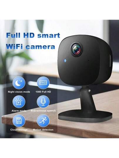 Mini Slimme Home Monitoring Camera, High Definition Night Vision, Indoor Remote Viewing, 2.4G WiFi, Two Way Audio, Non Waterproof, Wand Mounted, Portable, Application Control, USB Power Supply, Wi Fi Connection Security.