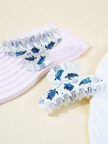 1/2 件简约花卉和动物印花闪亮方形发夹，发夹，优雅大号方形发夹配饰发饰优雅爪夹，学校用品，大学