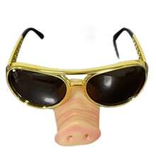 Occhiali con montatura dorata a forma di naso di maiale - Occhiali da novità divertenti per feste e festival, travestimento per feste di Ognissanti, stile casual in plastica, 15,01 cm x 5,51 cm, accessori divertenti per adulti, occhiali divertenti, accessori da festa, design scherzoso, plastica durevole