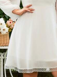 加大短款雪纺毕业派对礼服简约订婚礼服新娘活动单身派对新娘送礼会早午餐蜜月婚礼招待会彩排毕业酒会 - 白色 - 查看 10