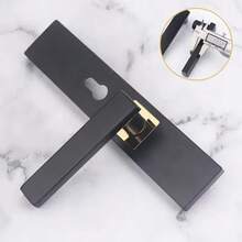 通用商务客房酒店民宿家用黑金铝合金防盗门把手锁带钥匙套装 - 黑金 - 查看 7