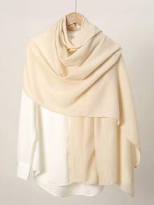 1条女士纯色简约长围巾，穆斯林头巾，希贾布围巾，轻盈透气夏季头巾，优雅时尚百搭头巾，白色围巾适合日常搭配，四季皆可用作防晒披肩。 - 彩色 - 查看 8