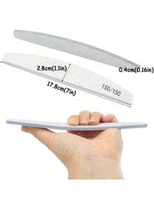 5/10Pcs/Lot Professional Nail Art Polish File Set 80 100 150 180 240 Grit Nail File Moon Style Nails Files Buffer DIY Manicure Tool Accessories - Light Grey - View 4