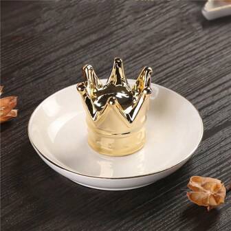 1 pièce Plateau de rangement pour bijoux, support de présentation des bagues en céramique, décoration d'intérieur