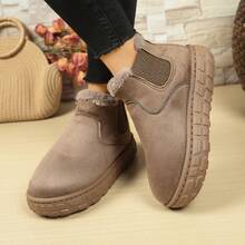 Botas de nieve para mujer, forro térmico cálido, suela gruesa, botas de tobillo con suela blanda para estudiantes, de fácil puesta