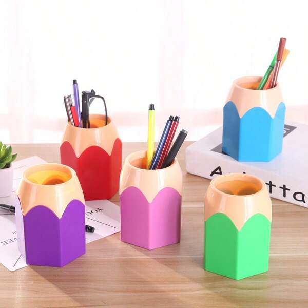 Creative Colored Pencil Head Multifunctional Oversized Pen Holder Round Creative Student Stationery Desktop Storage Pen Holder Holiday Essentials, Travel, Travel Essentials, Summer, School Start, School Start Season, Students, College Students