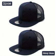 2 件装卡车司机平檐网眼棒球帽，男士夏季大头围，深檐外观最小化，嘻哈街舞帽，春秋季