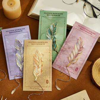 1pc Metal Bookmark Holder, Exquisite Cultural And Creative Feather Bookmark Souvenir Gift,School Supplies,Back To School