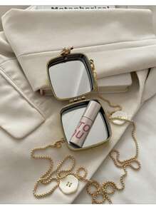 时尚复古方形亮片迷你链条斜挎包，气质优雅