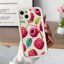 Estuche para teléfono 1PC Patrón de frambuesa, Estuche para teléfono New Eye Staircase Adecuado 11 12 13 14 15 16 PRO 12 13 14 15 16 PLUS X XS, Arañazos, Anticaída - Blanco - Ver 3