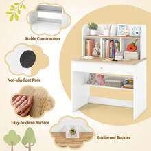 Lifezeal Kids Wooden Study Desk Children Writing Table With Hutch & Drawer White - White - View 8