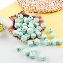 10件/26件，12毫米，绿色字母硅胶珠（A-Z）可用于DIY节日氛围|钥匙扣|背包挂件等，也可用作创意手链等