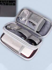 1 件双层数码配件收纳袋，通用旅行电子收纳袋，可容纳手机、数据线、硬币、珠宝、分类收纳、移动电源、鼠标、充电器、硬盘盒、保护套、耳机 - 黑色 - 查看 2
