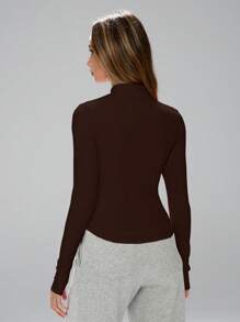 FWH Women's Fashionable Design Small Stand-Collar Outdoor Running Yoga Exercise Casual Style Fabric Comfortable Stretch Visually Shaping Waist-Defining Basic Versatile Youthful Sun-Protection Sport Jacket Long Sleeves