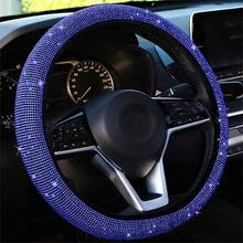 1pc Sparkling Pink Rhinestone Steering Wheel Cover With Crystal Diamonds, Breathable Anti-Slip Steering Wheel Protector (Fits 14.2" - 15.3" Inch), Multiple Colors Available: White Diamond, Black Diamond, Blue Diamond, Red Diamond,Car Accessories - Pink - View 10