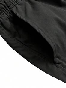 [Spring/Summer] Men's Solid Cargo Shorts With Multi Pockets, Casual Drawstring Shorts For Summer - Black - View 5