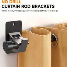 Tringle à rideaux universelle sans perçage avec montage autoadhésif sans clou, capacité jusqu'à 13,6 kg, finition noire, idéale pour la salle de bain, la chambre, le salon et la cuisine. Finitions délicates, look mural sans couture, fixation facile sans outils, adhésif mural durable pour rideaux légers, support robuste, installation rapide, amovible sans résidu - Noir - Voir 7