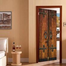 35.4" X 78.7" Vintage Wooden Door Sticker, Decorative Door Sticker, Removable Home Decor Wall Sticker, Waterproof Mural For Bedroom And Living Room Door, Peel And Stick Wallpaper, Wall Art - 彩色 - 查看 7