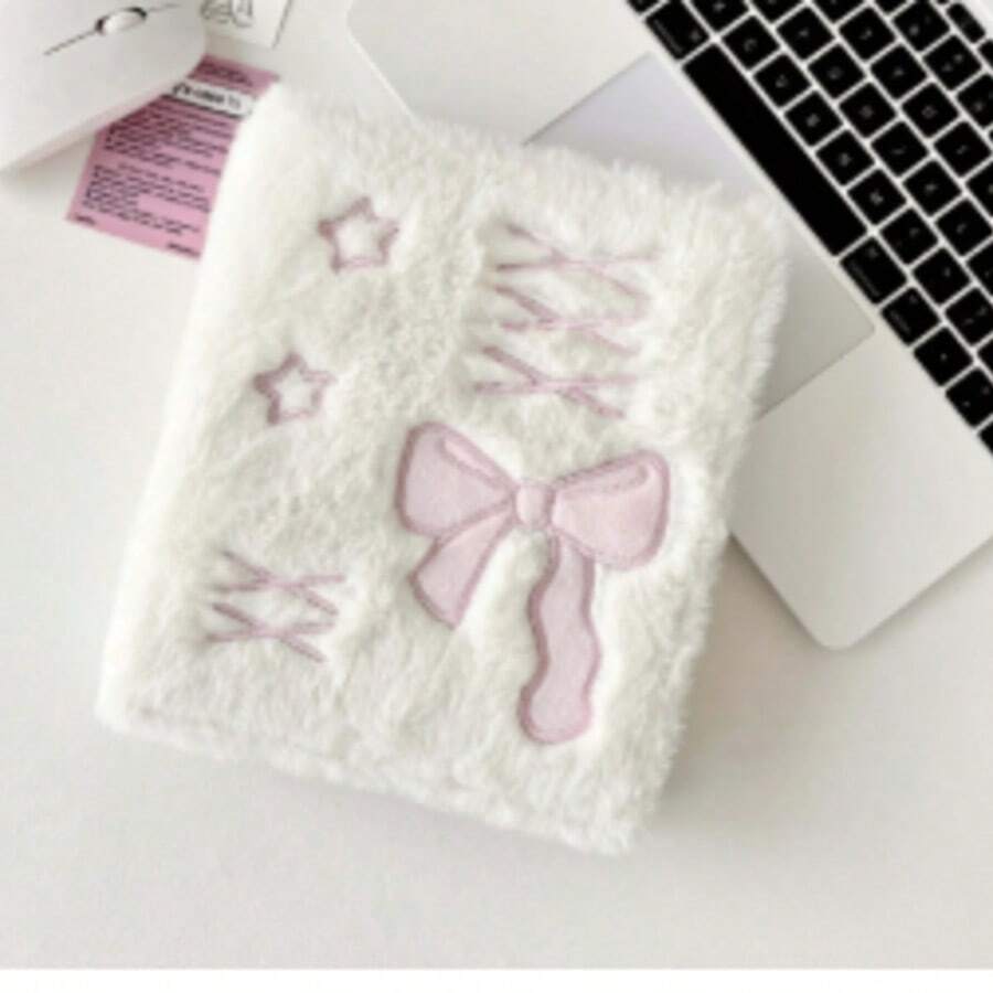 Korea Style A6 Binder Photo Album Korea Style Embroidery Bow Photocard Holder Book - Hồng - Xem 1