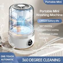 SOKANY Lavadora portátil de ropa interior, carga Tipo-C (batería de litio de 3600 mAh), pantalla digital LED inteligente. Luz azul de 360 grados que mata. Capacidad de 1.5L, modo de dos velocidades, frotado turbo bidireccional. Body compacto, fácil de almacenar. Adecuado para el hogar, hotel, dormitorio, viaje de negocios, viajes.